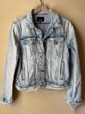 HUDSON Jeans 100% Cotton Light Wash Distressed Cropped Denim Jean Jacket